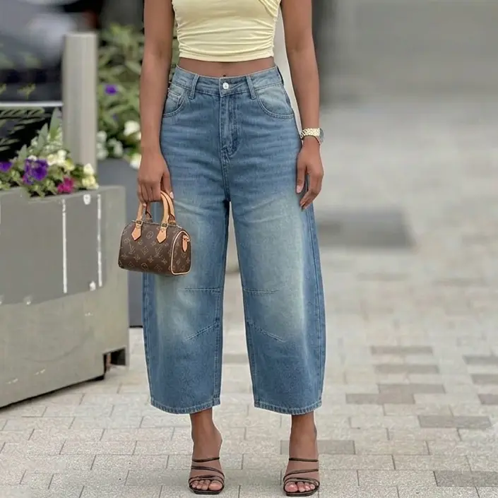 2025 New Harem Pants Pleated Split Thick Basic Jeans Bottoms, Daily Casual Loose Versatile Pockets Petite Jeans baggy jeans Denim Womenswear (Smaller Waist Size - Check Size Guide or Order One Size Larger)
