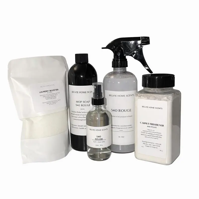 Mother's Day Gift Home Cleaning Set Bundle - Strawberry Scent 540 Rouge Mop Soap, All-Purpose Cleaner, Laundry Booster, Carpet Freshener for Household Use