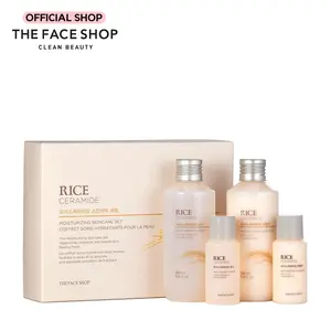 [THE FACE SHOP] Rice Ceramide Moisturizing Skincare Set l Skin Barrier Strengthening & Fast Absorbing Moisturizing Gift Set with Toner & Emulsion (Full Size + Mini) l Korean Skincare