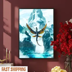 Avatar Way of Water Poster, Na’vi Flying Ikran Art Print, Fantasy Ocean Movie Wall Art