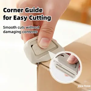 Ceramic Box Cutter with Precision Corner Guide, Smooth Edge Cutting to Protect Items Inside, Safe Retractable Blade, Pocket Size with Magnetic Back