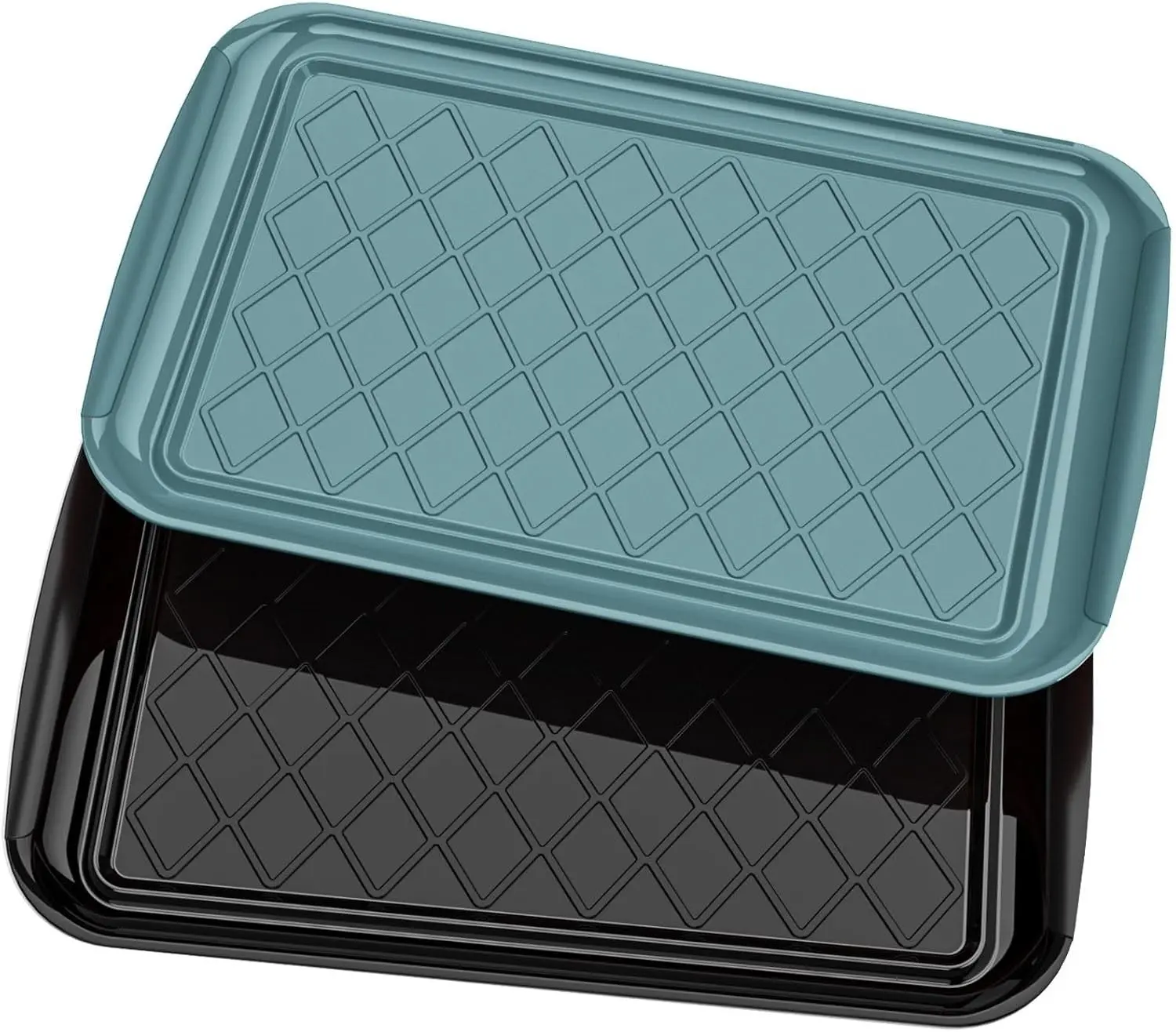 Grilling Prep & Serve Trays for Party Set of 2, Large BBQ Serving Platters | Dishwasher Safe Plastic Trays for Raw and Cooked Food 17"×10.5" Stackable Party Supplies for Grilling, Meal Prep, Cafeteria