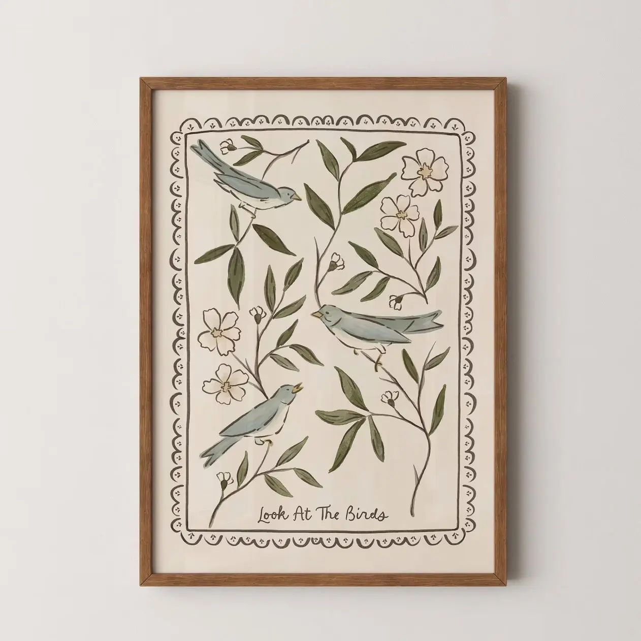 Bible Verse Bird Wall Art, Christian Folk Art Print, Inspirational Faith Home Decor