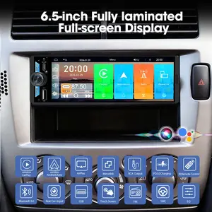 6.5 Inch 1Din MP5 Player Stereo Wireless Carplay Android Auto Airplay Car Radio Bluetooth FM EQ Type-C PD3.0 Fast Charging