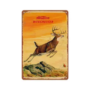 Wisesign Metal Tin Sign 8x12 inche - Vintage Style/Rusty Look 1958 Western Deer - Plaque Poster for Bar Pub Beer Home Garage Man Cave Wall Decor 8x12 Inch