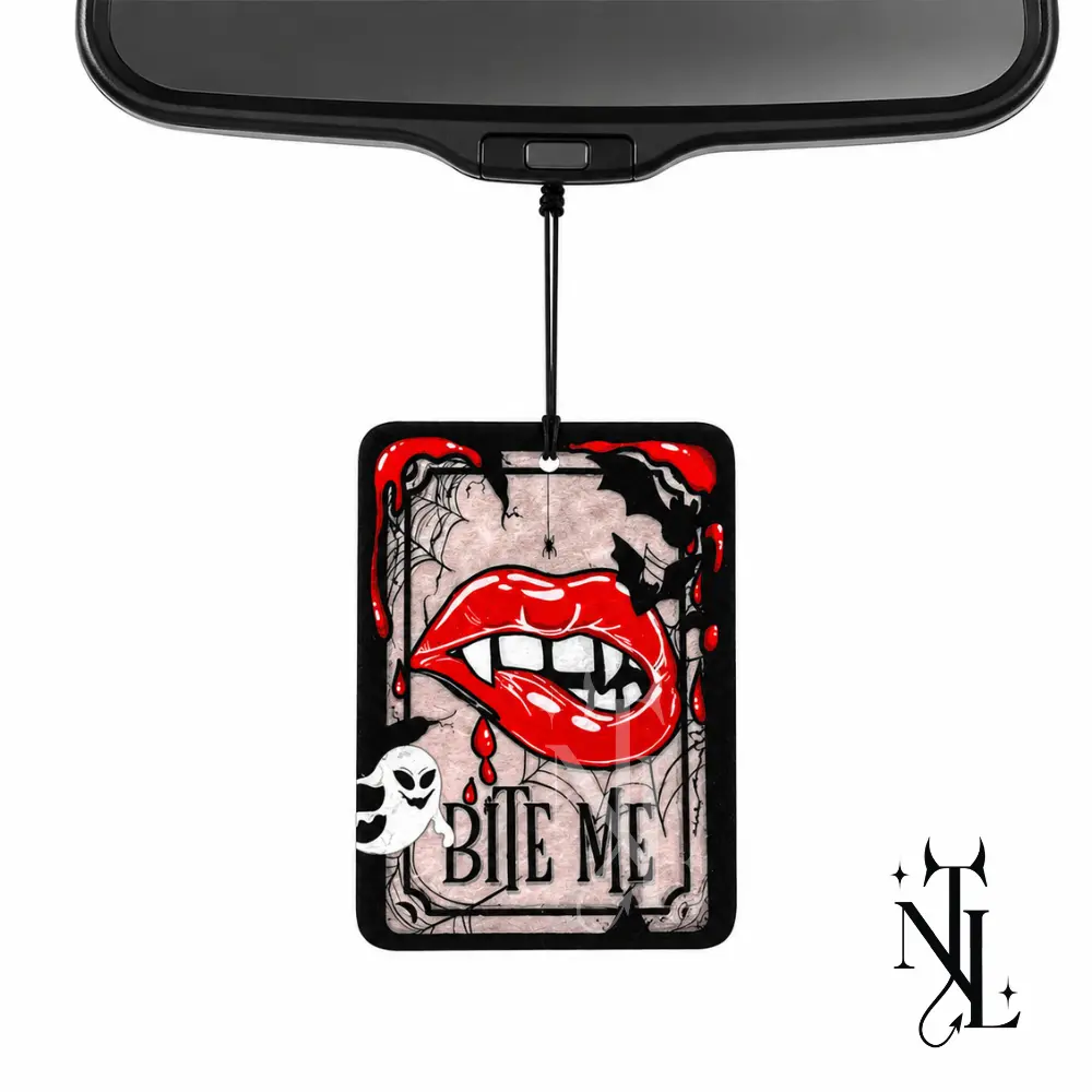 Bite Me Halloween Vampire Air Freshener for vehicle reae view  mirror car accessories spooky cute funny