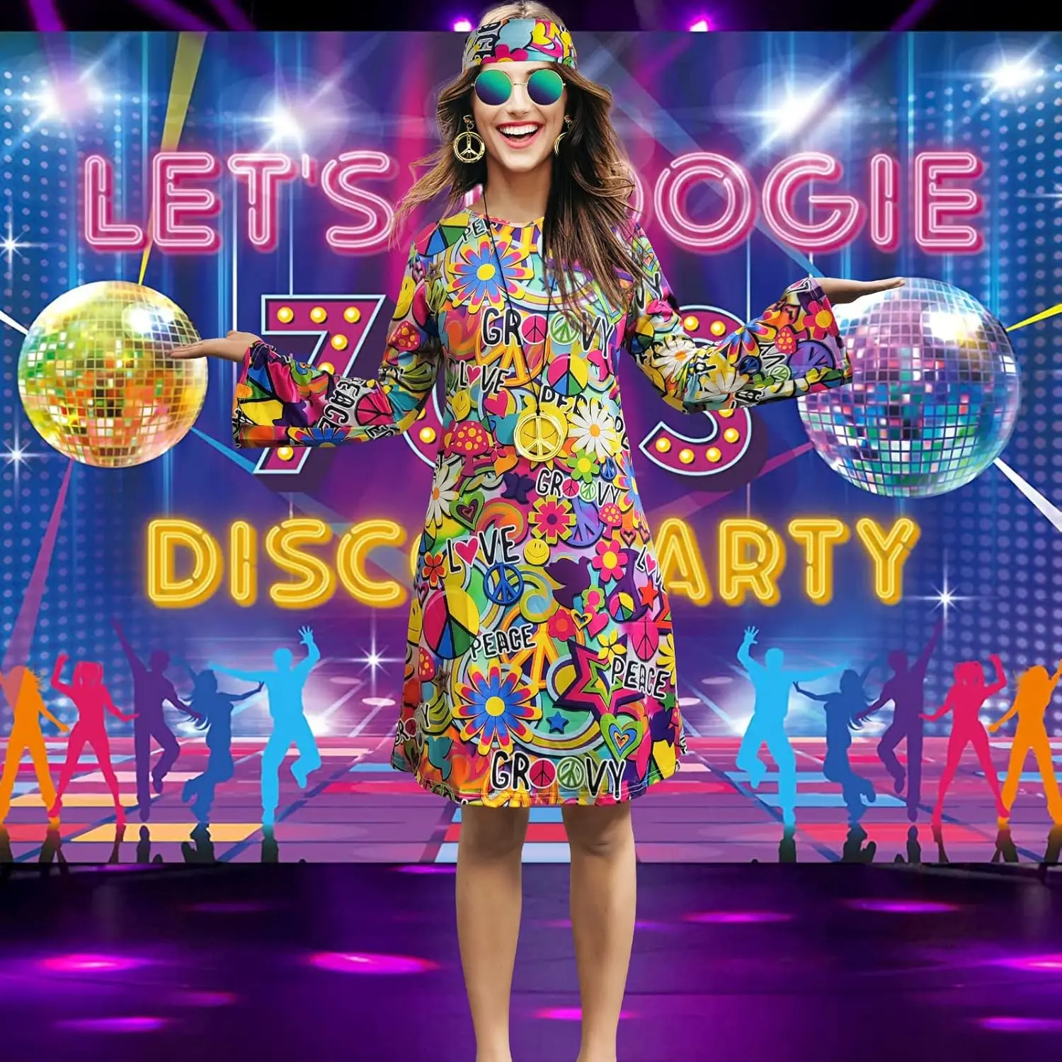 70s Hippie Dress Costumes Necklace Earrings Sunglass Women Disco Outfit, 60s Party Costume, Halloween Retro Dresses Womenswear Clothes Blue - TikTok Shop 70s Hippie Dress Costumes Necklace Earrings Sunglass Women Disco Outfit, 60s Party Costume, Halloween Retro Dresses Womenswear Clothes Blue - TikTok Shop