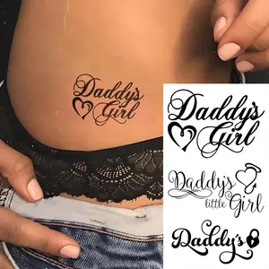 1 Sheet Temporary Tattoo Sticker Suitable For Women'S Trendy Sexy Style English Daddy'S Girl Waterproof Fake Tattoo Suitable For Daily Festival Parties Suitable For Couples Can Be Used On The Arms Chest Waist Legs Body Decorations