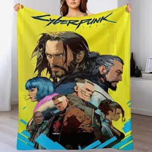 Anime Cyberpunk Flannel Blanket for Adults - Ultra-Soft & Wrinkle-Resistant Throw | Anti-Shrink, Quick-Drying & Machine Washable | Cozy Cartoon Bedding Gift