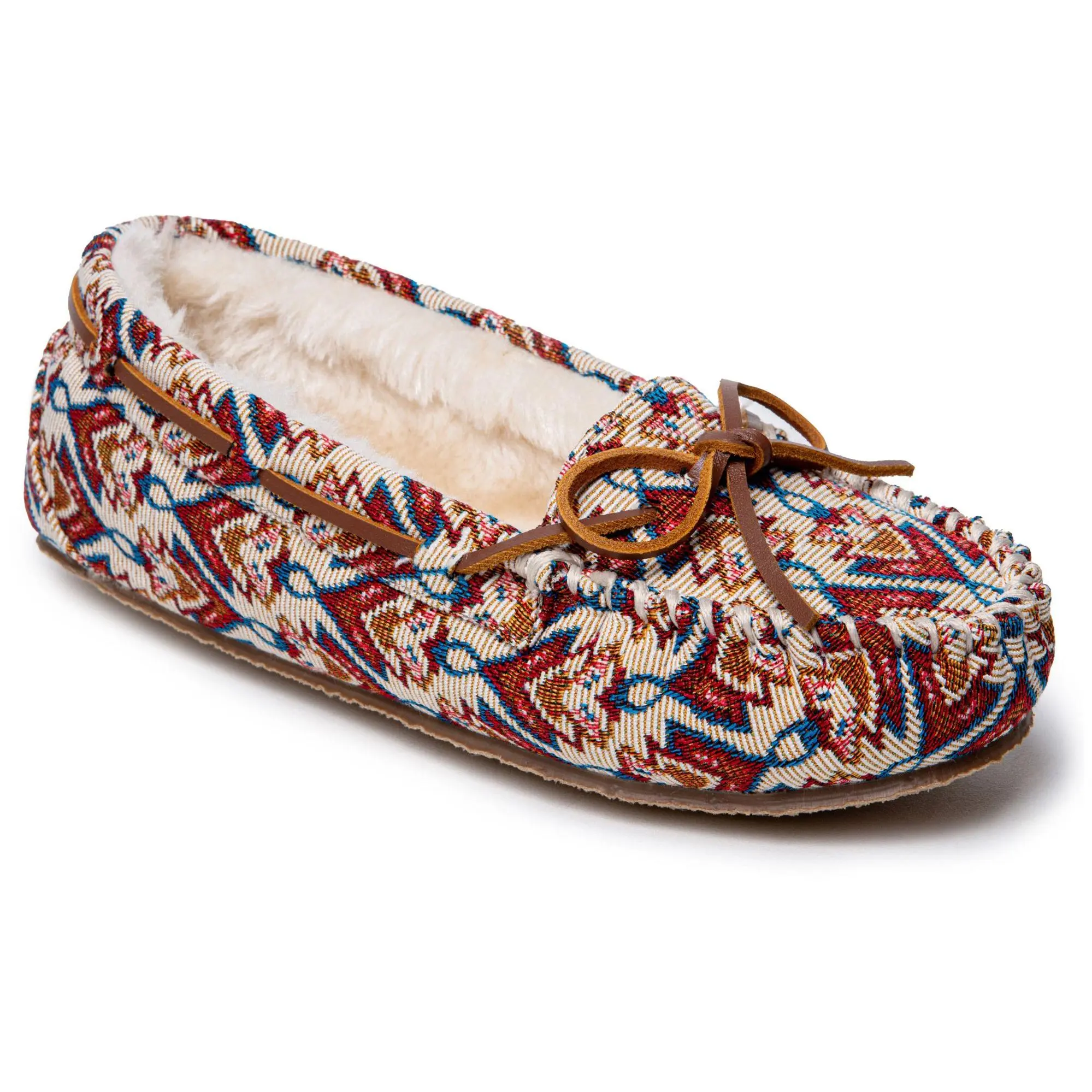Minnetonka Women's Cally Cream Minookamii Slipper Minnetonka Women's Cally Cream Minookamii Slipper