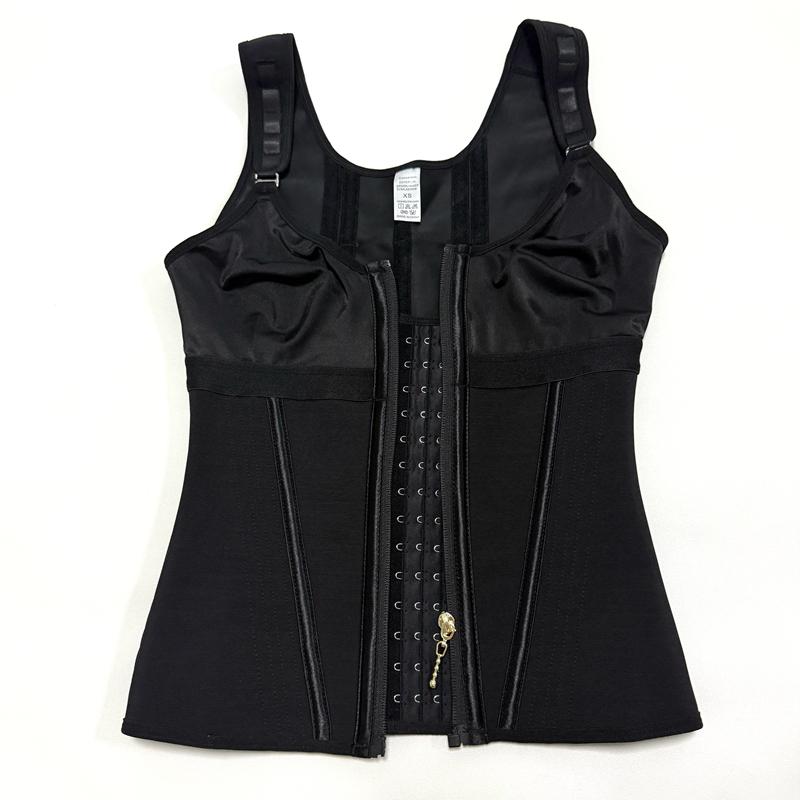 Shapewear Women Colombian Fajas Waist Trainer Tummy Control Vest Body Shaper 17 Steel Bones 3-Row Hooks Zipper Adjustable Strap