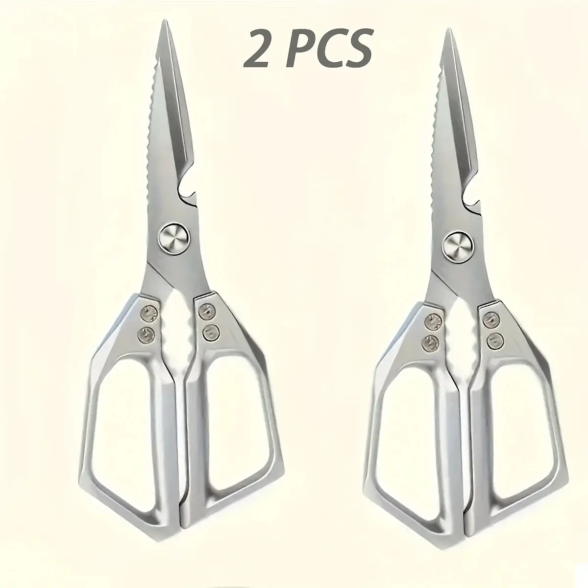 2pcs Heavy Duty Serrated Stainless Steel Office Scissors - Professional Ergonomic Handles, Sharp Blades, Durable Construction for Office, Multi-Purpose Packaging Cutting