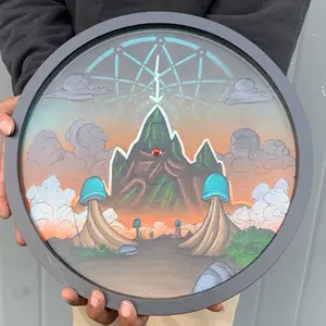 Crystal mountain (hand painted vinyl record inside black frame)