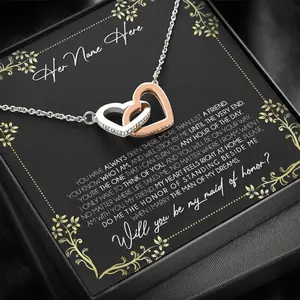 Maid Of Honor Gift, Maid Of Honor Proposal, Personalized Matron Of Honor Proposal, Moh Gift Necklace From Bride, Bridesmaid Gift, Wedding V127, Christmas Gift gift idea, Birthday Gift Box, New Year Gift. To my Family, Friend Message Card Necklace. Gift