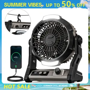 Antarctic Star Camping Fan with 100 Wind Levels, 10000mAh, 7-25H Runtime, Two-Level Night Light & 4 Timer Options – 3-in-1 Design (Desktop/Wall-Mounted/Hanging) – Power Bank Function for Emergency Charging – Portable Rechargeable Fan for Tent, Outdoor tik