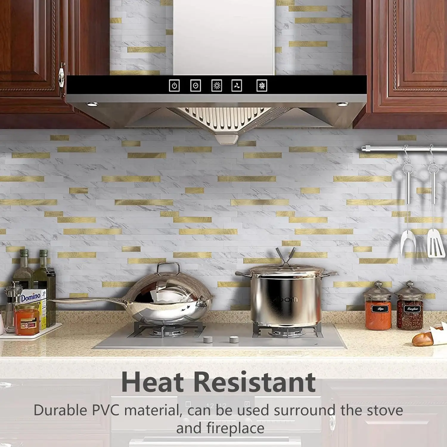 STICKGOO 10 Sheets PVC Peel and Stick Backsplash Tile for Kitchen/Bathroom/Laundry Room/Fireplace/RV, Tile Sticker, Wall Tile, Kitchen Backsplash