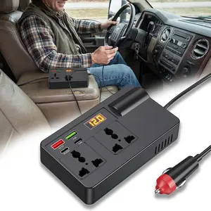 120W Car Power Inverter 12V/24V Car Inverter 200W DC to AC 220V, Converter Switch with QC 3.0, USB/PD/Type-C Chargers, Voltage Detection 														