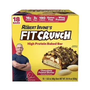 Chef Robert Irvine's Fitcrunch Chocolate Peanut Butter Snack Size, 16g Protein, 18 ct