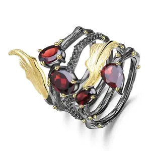 2.26Ct Natural Amethyst Gemstone Finger Ring 925 Sterling Sliver Vintage Neo-Gothic Rings For Women Fine Jewelry GB
