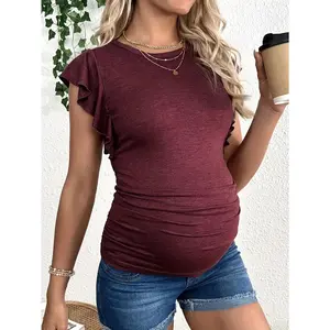 Maternity Shirt, Sporty & Casual Style, Summer Comfortable Red T-shirt Maternity Wear