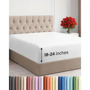 Deep King Fitted Sheet - Hotel Luxury Single Fitted Sheet Only - Fits 18 inch to 24 inch Mattress - Soft, Wrinkle Free w/Deep Pockets - Easy-Care, Breathable & Comfy - White