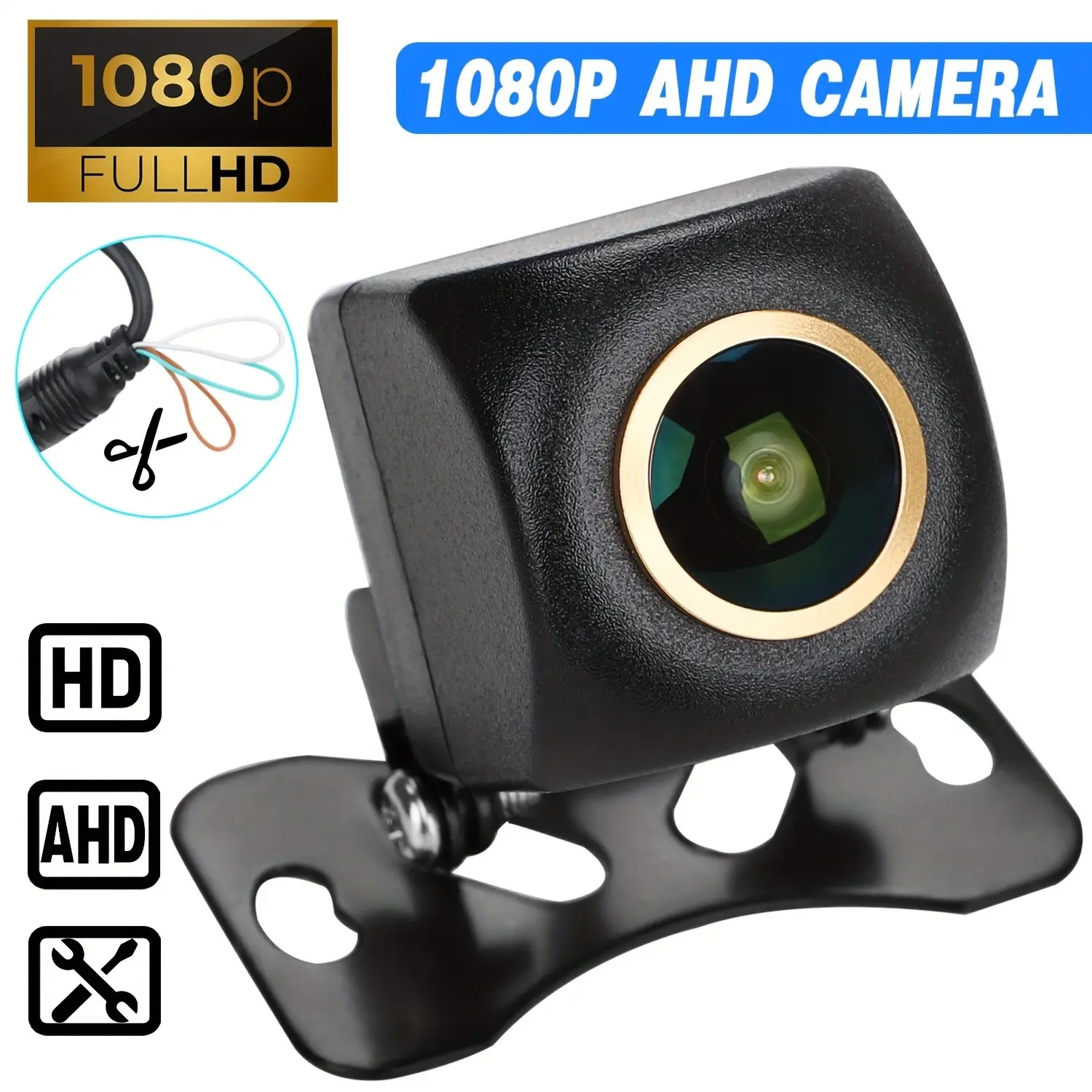 Fisheye Car Backup Camera - Front & Rear View Reverse Camera with Night Vision, Parking Guide Lines, Wide Angle for SUV, RV, and Pickup Truck, Vehicle Safety System