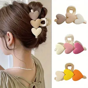 3 pieces heart-shaped hair claw clip - Sweet and stylish ponytail clip, suitable for women