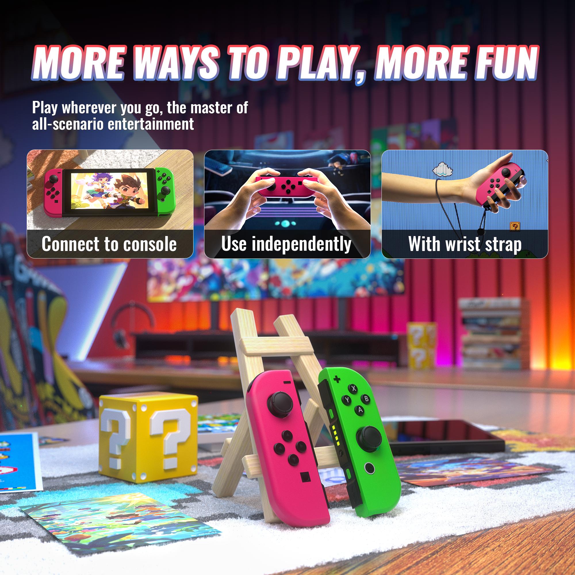 Switch Controller Set for Nintendo Switch 1/2/OLED/Lite Wireless Replacement Gamepad with Dual Vibration Motion Control 6-Axis Gyro & Wake-Up Function