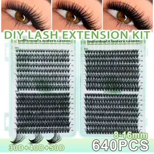 High Capacity D Curl False Eyelashes, 30D/40D/50D, Single Cluster, DIY Extension, Non-Toxic, Suitable for Daily Use, Parties, Travel