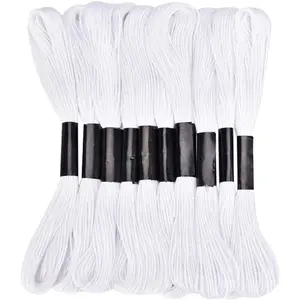 White Embroidery Floss, 24 Skeins Embroidery Thread Friendship Bracelet String,  Stitch Threads Hair Wrap Yarn