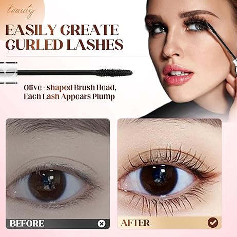 GECOMO Extensionist Mascara, Lengthening Curling Volumizing Mascara, Lightweight Clump-Free Fluffy Lashes, Smudge-Proof Anti-Staining No Spider Lashes, Cruelty Free & Paraben Free Eye Makeup, Perfect Holiday & Mother’s Day Gift