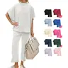 Hixiaohe Women's 2-Piece Casual Trendy Outfits Inspo Set - 3/4 Batwing Sleeve Capelet Crew Neck Pullover Top, Comfy Wide Leg Pants, Travel-Friendly for Beach, Dating, Running Women's Clothing Set,sohochic