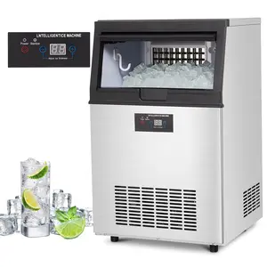 High-Efficiency Commercial Ice Maker Machine – 90lbs/24H Capacity – 30lbs Storage Bin – 32 Cubes Per Cycle – Stainless Steel Under Counter – Self-Cleaning – Quiet Operation