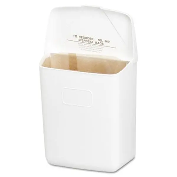 212 MAIN Convertible Sanitary Napkin Receptacle - 1 Gal White Plastic Wall-Mount Container with Hinged Lid, Hands-Free Disposal by Hospital Specialty Co. 250/201W Health Gards for General Waste