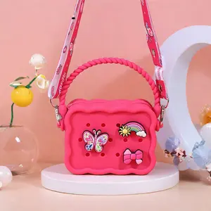 Valentine'S Day Gift, Ladies Fashion Handbag - Butterfly Style, Girls Tote, Cartoon Bow - Silicone Crossbody Bag - Kawaii Lightweight, Casual Outing Purse, Lipstick and Makeup Storage Bag - Party Favors For Kids - Perfect Birthday Gift For Girls