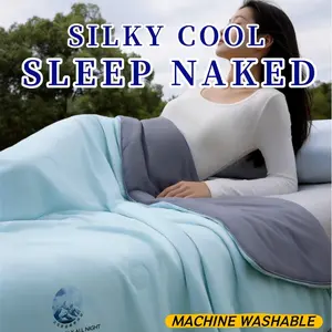 Summer Ice Silk Solid Color Cooling Quilt/Duvet — Thin, Breathable, Skin-Friendly, Machine-Washable, Suitable for Air-Conditioned Rooms; Comfortable Summer Quilt Insert