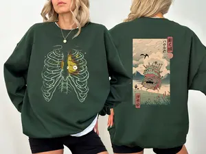 A Heart's A Heavy Burden 2 Sided Sweatshirt, Hoodie, Tshirt, Howls Moving Castle Shirt, Studio Ghibli Anime Sweater, Unisex Casual Drop Shoulder Long Sleeve Pullover