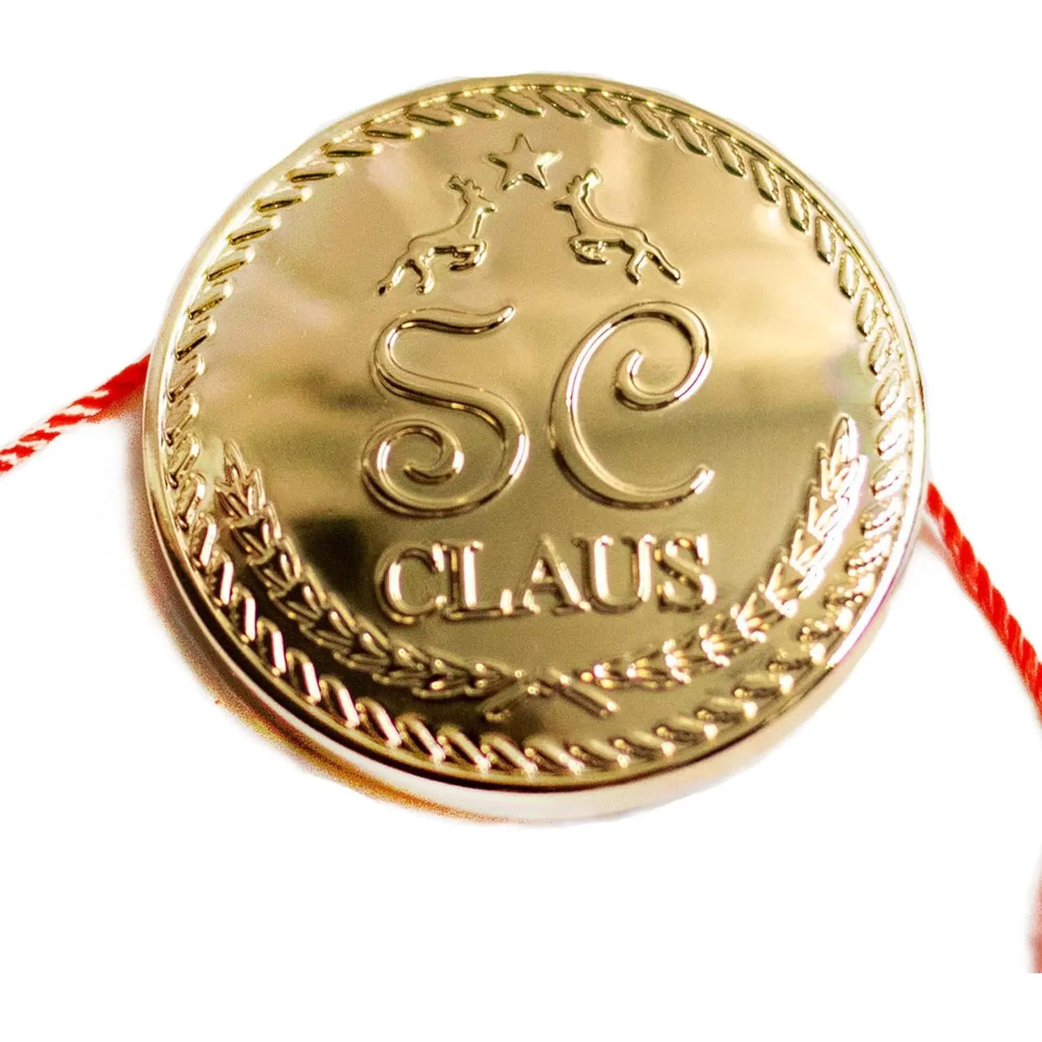 Santa's Button |   1.5" Diameter Zinc Alloy Santa Claus Lost Button with Red Thread for Christmas Morning
