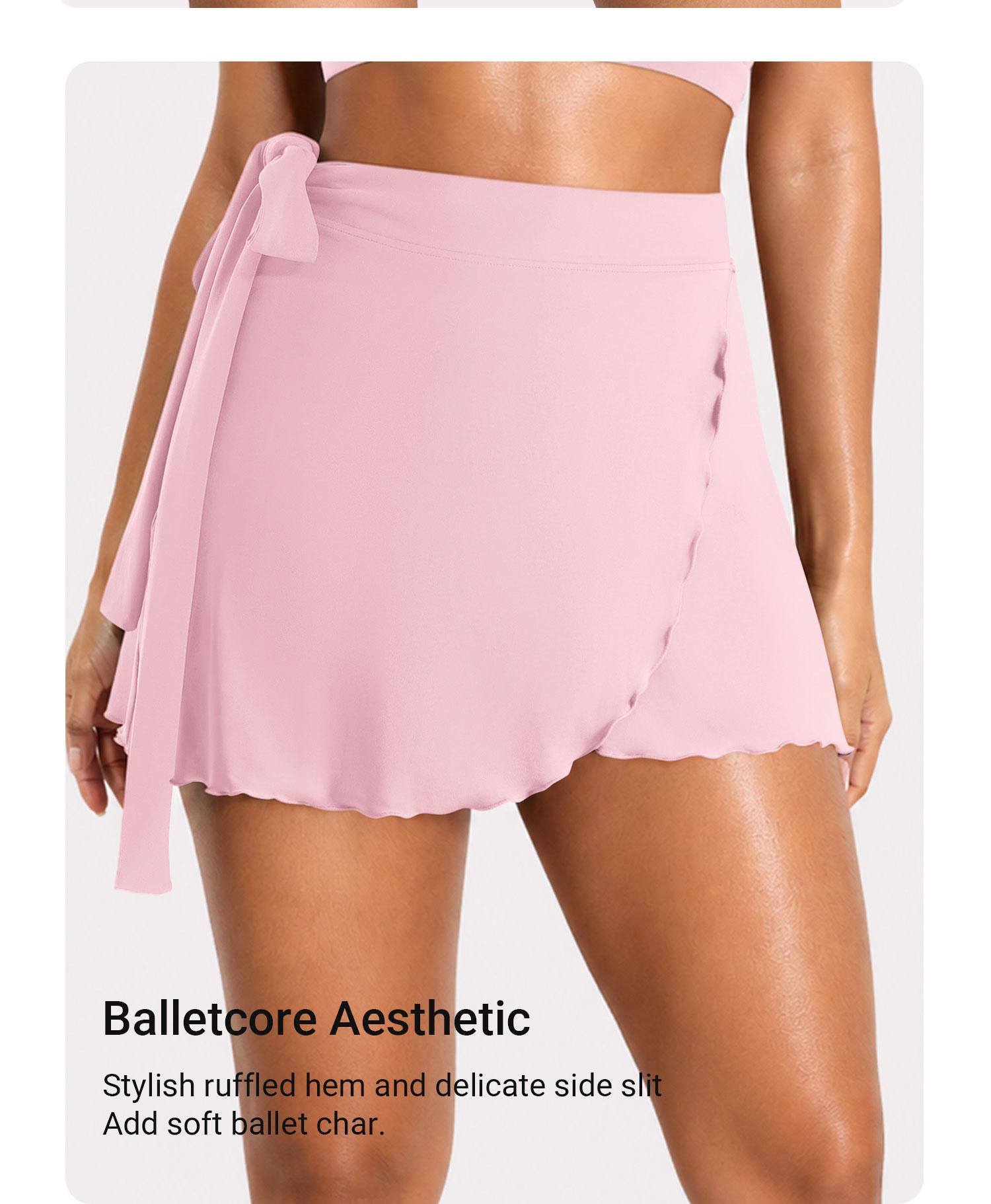 YEOREO Women's Stretchy Lightweight Athletic Sport Skort - Ballet Wrap Tie, Built-in Shorts, Sporty Chic Mini Gym Skirt for Tennis, Summer Workouts, Athletic Sport Skirt tiktokshopbacktoschool