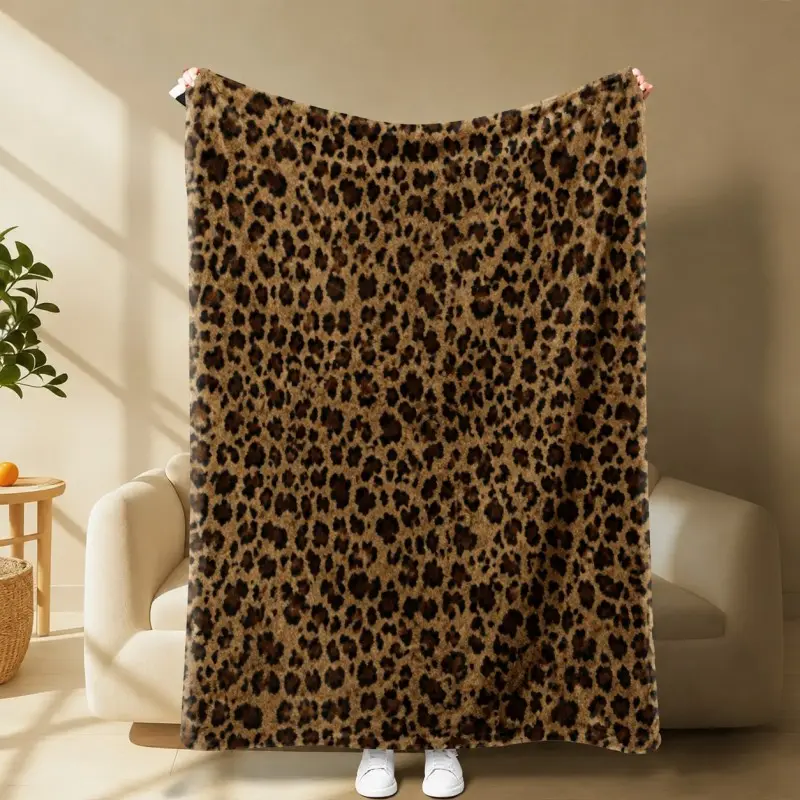 Cozy Plush Cheetah Leopard Print Blanket, 1 Count Soft 50"x60" All-Season Blanket, Warm Nap Blanket for Couch Sofa Bedroom Living Room, Leopard Home Decor Blanket