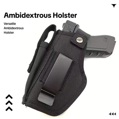 Unisex Ambidextrous Universal Fit Gun Holster Set with Magazine Pouch - IWB/OWB 9mm Concealed Carry Holsters, Snap Closure, Concealment Design, Compatible with G-19/17/23/26/27/42/43x & Similar 9mm Handguns, Ideal for Everyday Use & Outdoor Recreation