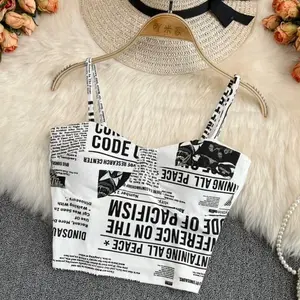 Newspaper Print Tank Top Shirt Women's Sexy Comfortable Fit