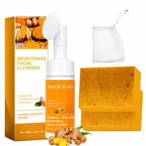Turmeric Face Soap and Cleansing Mousse two Piece Set Facial/Body Skincare Comfort Turmeric Wash Cleanser for Women& Men