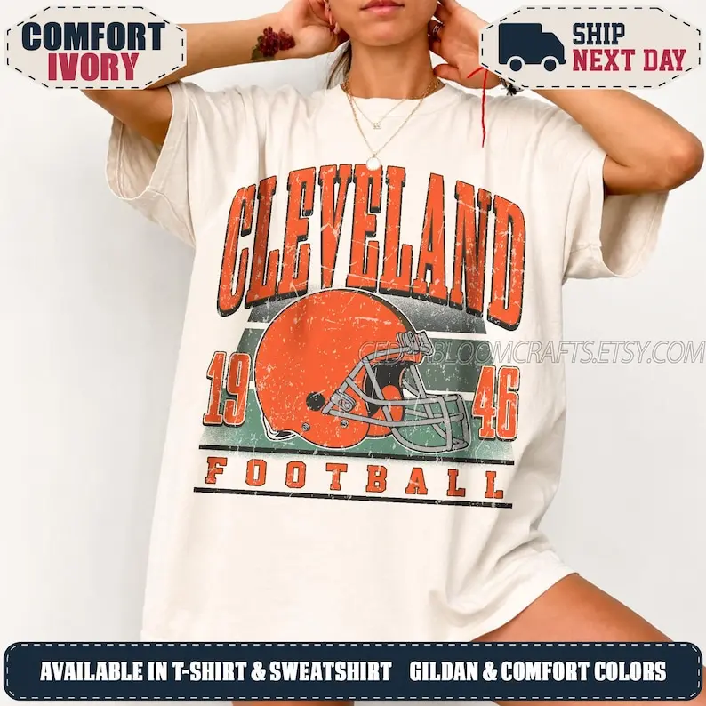 Comfort Colors Cleveland Football Vintage Shirt, 90s Retro Graphic Tee, Game Day T-Shirt, Comfort Colors Sweatshirt, Football Fan CLB14