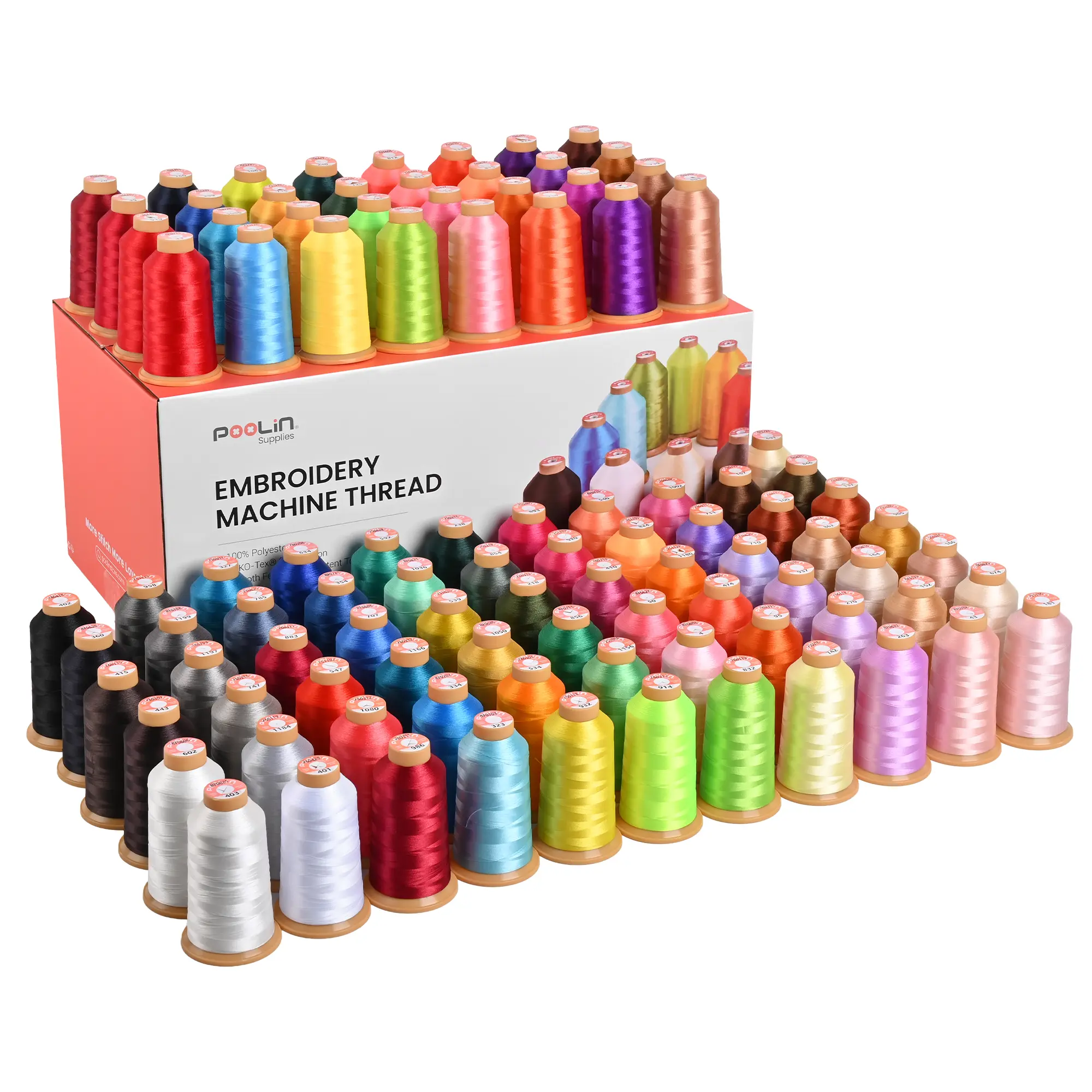 PooLin Richword Embroidery Polyester Thread 4000m x 100 Colors 40wt 108D/2 for Sewing & Embroidery Machines