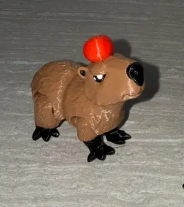 3d Printed Capybara With Apple | Articulating Figurine | Flexi