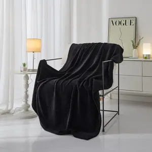 Black Plush Throw Blanket Soft and Cozy 50"x60" for Ultimate Relaxation and Warmth