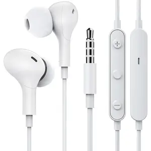 Wired Earbuds in-Ear Headphones, 3 Year Warranty,Wired Earbuds with Microphone HiFi Stereo,Earphone with Noise Isolating,S/M/L Ear Bud Tips,Compatible with iPhone, iPad, Android,Computer,Kids,Students