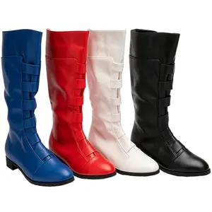 Zotixvox Men's Plus Size Mid-Calf Role-Playing Cosplay Footwear - PU Leather Slip-On Boots, Round Toe, Rubber Sole, Premium Craftsmanship, Breathable, Supportive for Long Wear & Casual Use, Design