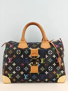 Pre-owned Monogram coated canvas Clutches & Wristlets Louis Vuitton Black Monogram Multicolore Speedy 30 Shoulder Bag【CE5102】